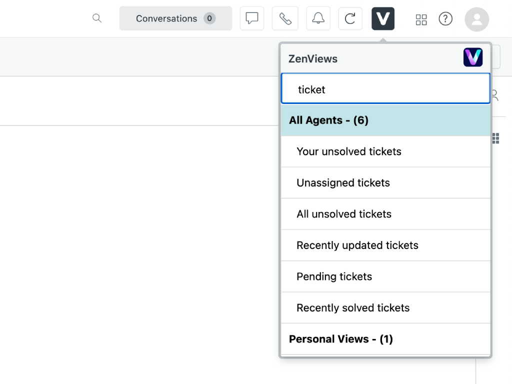 ZenViews feature detail — Agent Productivity app on the Zendesk Marketplace